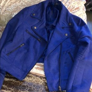 H&M faux suede moto jacket in a beautiful blue 💙